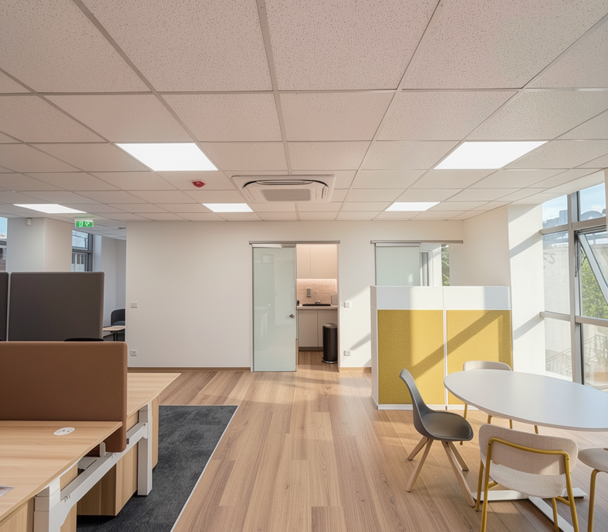 Office corridor after renovation, Canon offices Athens Greece commercial renovation project