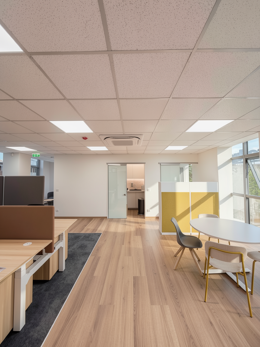 Office corridor after renovation, Canon offices Athens Greece commercial renovation project