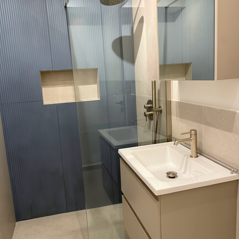 Modern bathroom design after renovation, Athens Greece luxury apartment