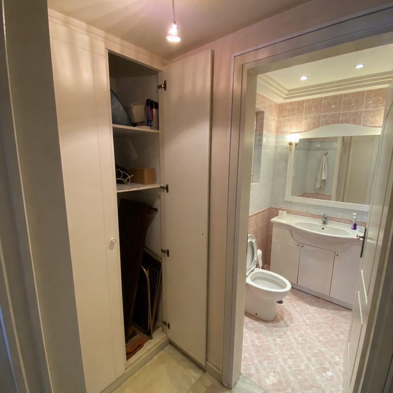 Small bathroom before renovation, Athens Greece apartment